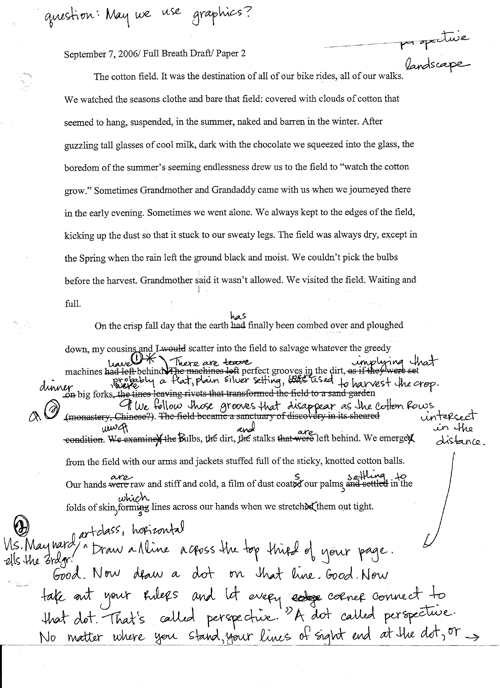 September 7 draft describing Lindsey's childhood memories; Click X in Upper Right to Further Enlarge the Image