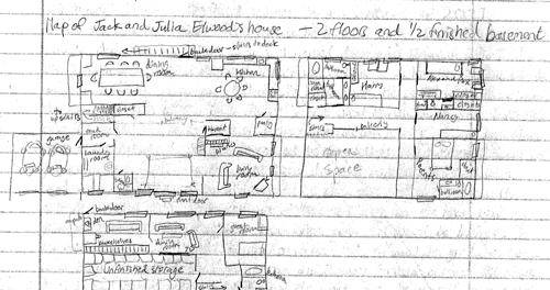 Hand-drawn Floor Plan of Main Character's House in Phantom