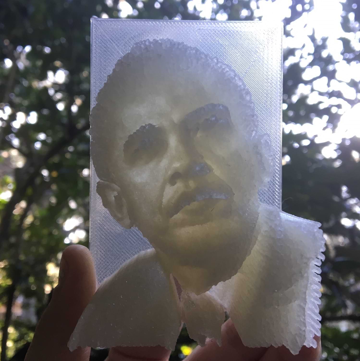 3D printed lithophane of Barak Obama.