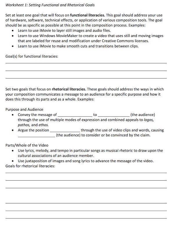 Goals Worksheet