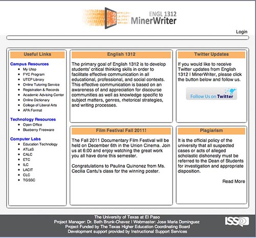 Login screen for MinerWriter