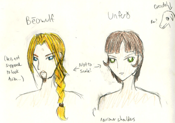 Kate's drawing of Beowulf and Unferth