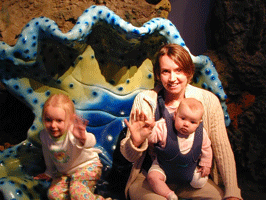 Morgan and children waving