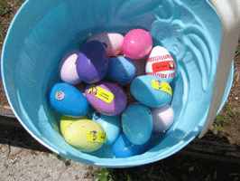 A basket of Easter eggs