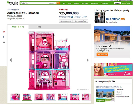 Screenshot of a Trulia property listing for a dollhouse