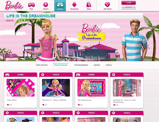 Screenshot of a website titled Life in the Dreamhouse