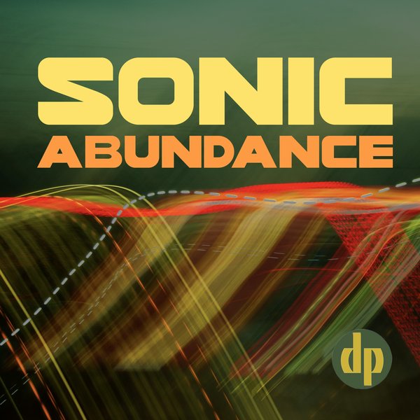 Sonic Abundance — colorful sound waves on a dark teal background