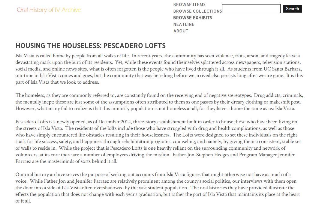 a screenshot of the 'Housing the Houseless' exhibit