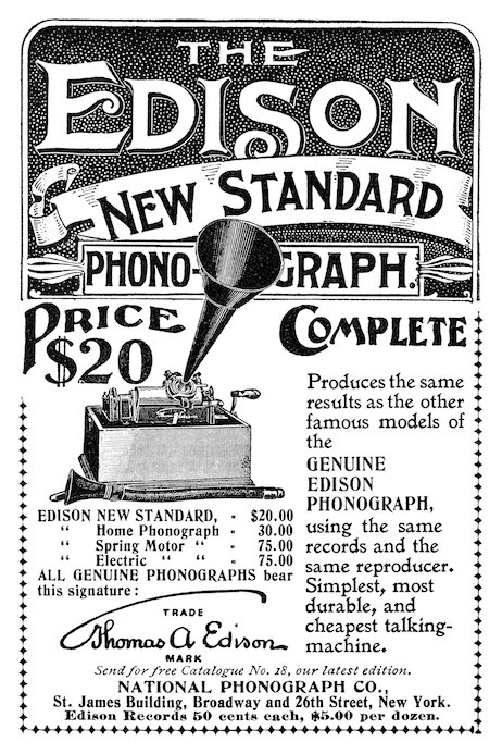 1898 advertisement for Edison's phonograph