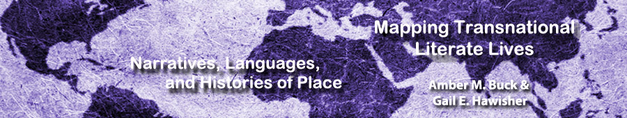 A banner image with title text and a grayscale map of the world