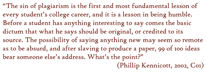 Phillip Kennicott quote on the sin of plagiarism