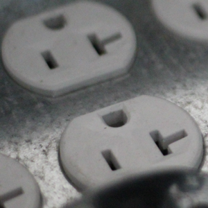A closup view of an outlet. 