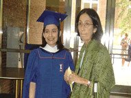 Vanessa at graduation with her mother in 2008