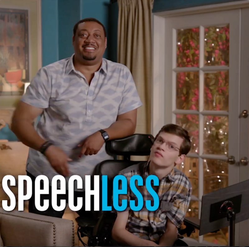 Cedric, standing next to Micah, is speaking. The word "Speechless” appears at the bottom, with the first part of the word in white text and the second part in blue.